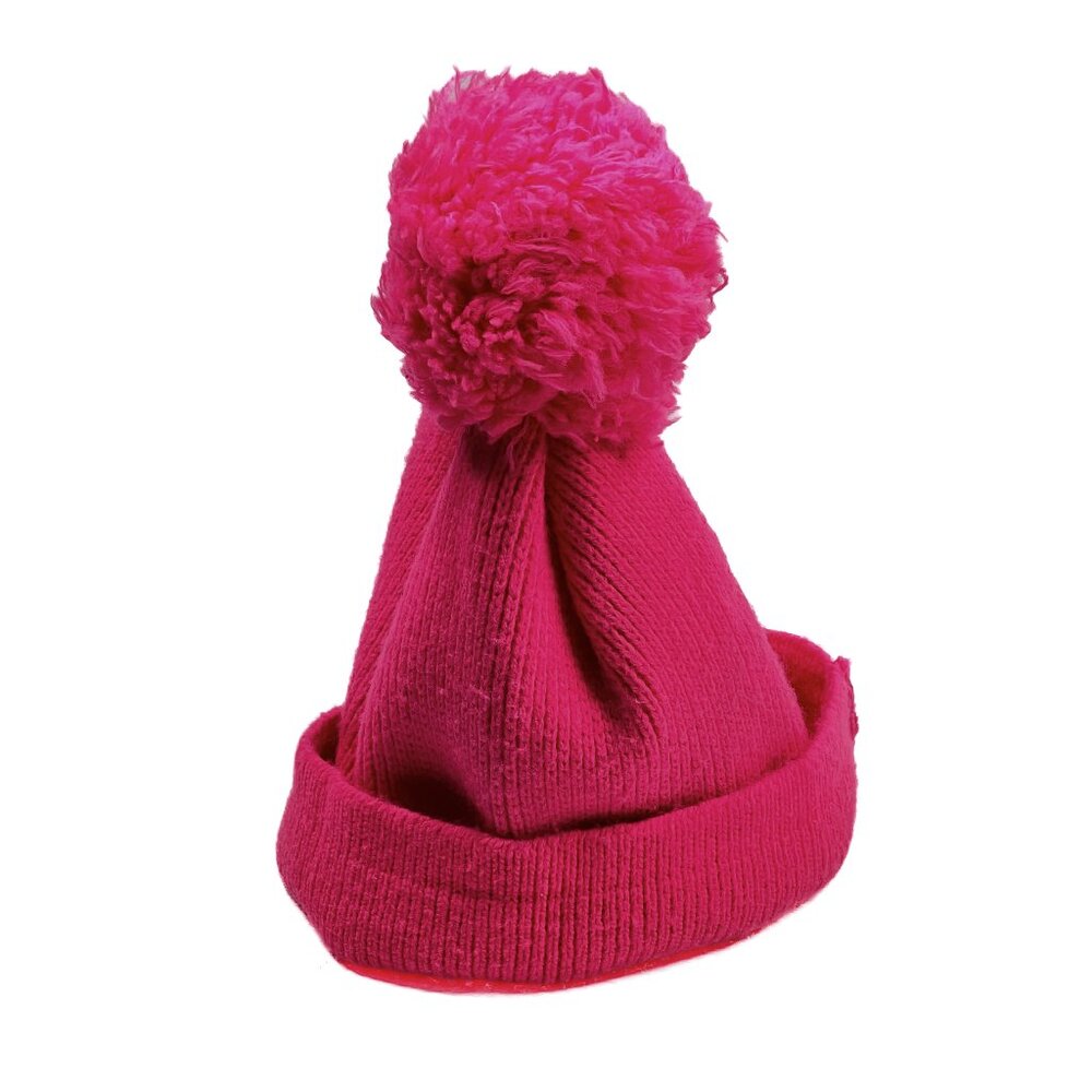 Vintage Wigwam Ski Knit Beanie Hat with Pompom Neon Pink - OS - Picture 3 of 5